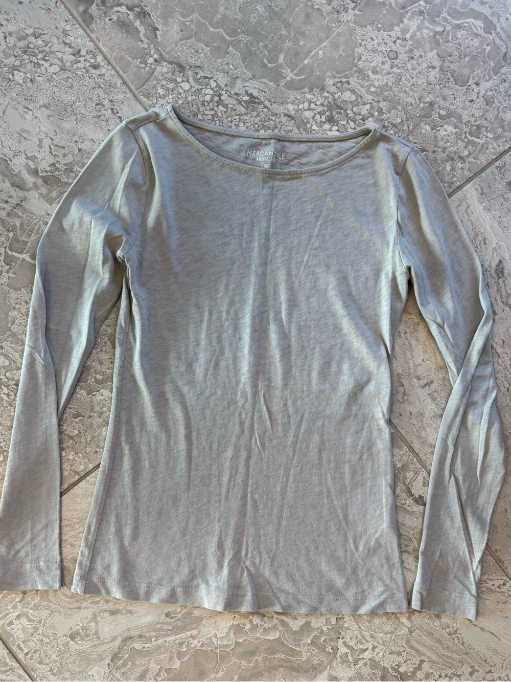 J Crew Light Gray Long Sleeve Boatneck Artist Tee, Size XS